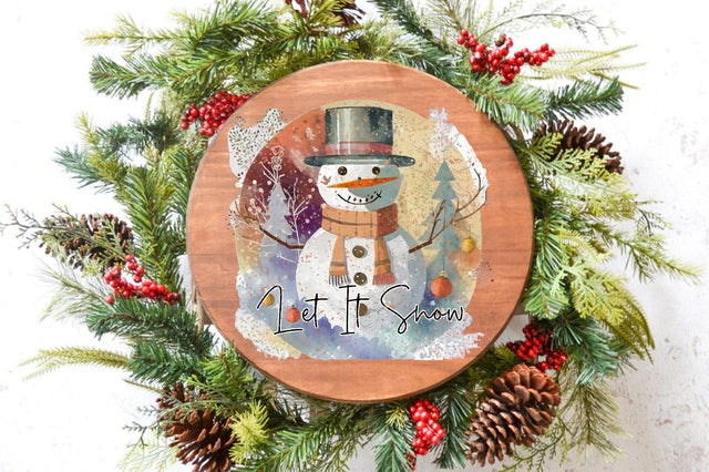Let It Snow Rustic Floral Snowman Round Sublimation Sublimation Jagonath Roy 