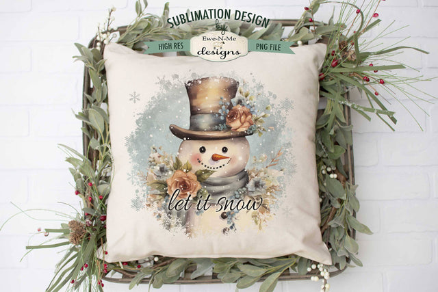 Let It Snow Rustic Snowman Design Sublimation Ewe-N-Me Designs 