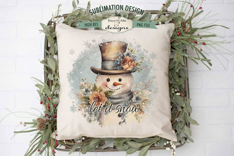 Let It Snow Rustic Snowman Design Sublimation Ewe-N-Me Designs 
