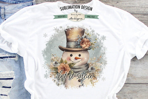 Let It Snow Rustic Snowman Design Sublimation Ewe-N-Me Designs 