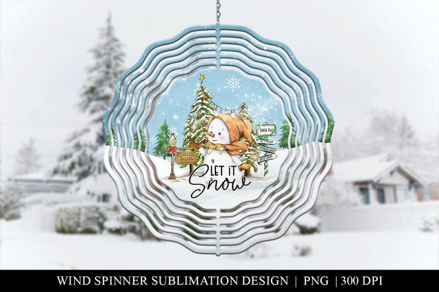 Let It Snow Snowman Christmas Wind Spinner Sublimation PNG Sublimation BijouBay 