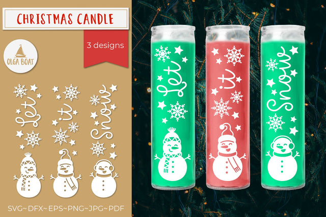 Let it snow Snowman | Dollar tree Christmas candle svg SVG Olga Boat Design 
