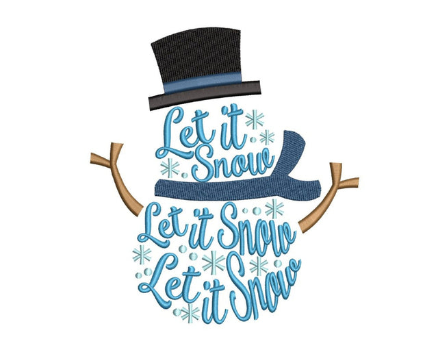 Let it Snow Snowman Embroidery Design, Winter Embroidery File, 4 sizes, Instant Download Embroidery/Applique DESIGNS Nino Nadaraia 