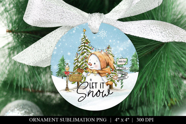 Let It Snow Snowman Ornament Sublimation Sublimation BijouBay 