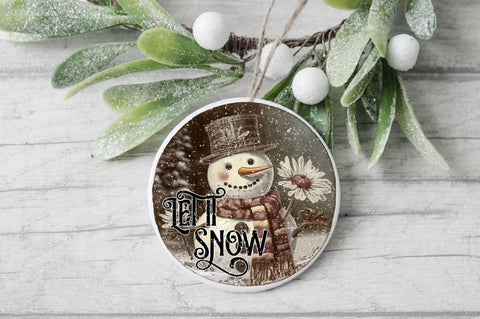 Let It Snow Snowman Round Sublimation Sublimation Jagonath Roy 
