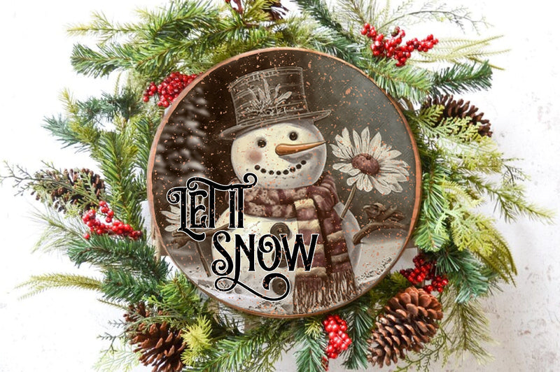 Let It Snow Snowman Round Sublimation Sublimation Jagonath Roy 
