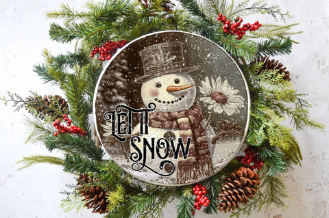Let It Snow Snowman Round Sublimation Sublimation Jagonath Roy 