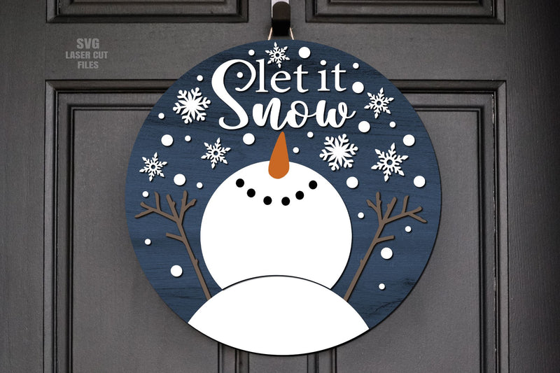 Let It Snow Snowman SVG | Christmas Door Sign SVG Laser Cut Files - So ...