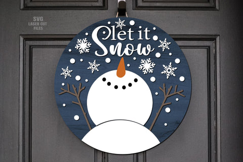 Let It Snow Snowman SVG | Christmas Door Sign SVG Laser Cut Files SVG Cloud9Design 