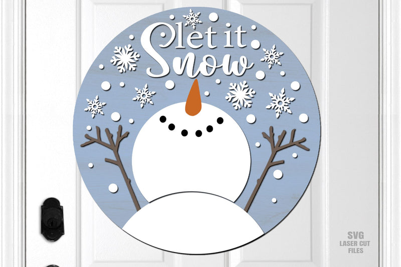 Let It Snow Snowman SVG | Christmas Door Sign SVG Laser Cut Files - So ...
