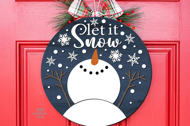 Let It Snow Snowman SVG | Christmas Door Sign SVG Laser Cut Files SVG Cloud9Design 
