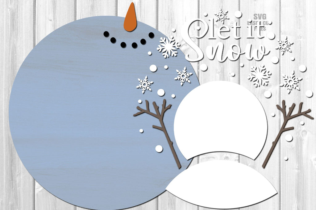 Let It Snow Snowman SVG | Christmas Door Sign SVG Laser Cut Files - So ...