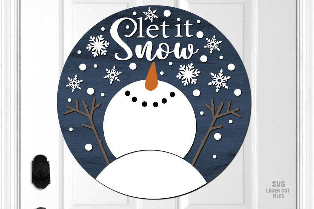 Let It Snow Snowman SVG | Christmas Door Sign SVG Laser Cut Files - So ...