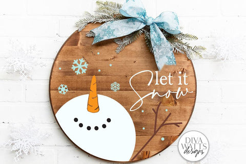 Let It Snow Snowman SVG | Christmas Round Sign Design SVG Diva Watts Designs 
