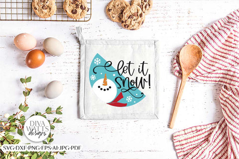 Let It Snow Snowman SVG | Christmas Split Round Design SVG Diva Watts Designs 