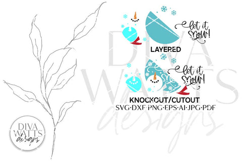 Let It Snow Snowman SVG | Christmas Split Round Design SVG Diva Watts Designs 