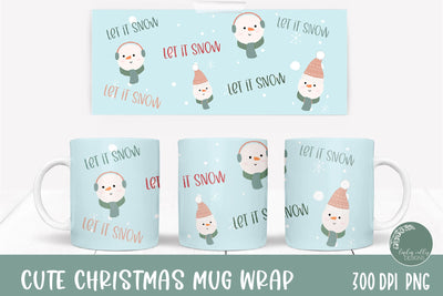 Let It Snow Sublimation Mug-Christmas Sublimation Mug Wrap Sublimation Linden Valley Designs 