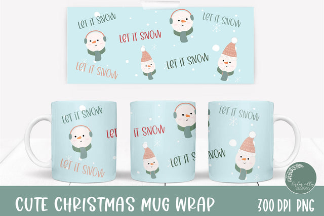 Let It Snow Sublimation Mug-Christmas Sublimation Mug Wrap Sublimation Linden Valley Designs 