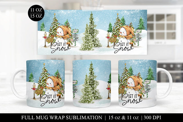 Let It Snow Sublimation Mug Wrap PNG - 11oz & 15oz Sublimation BijouBay 