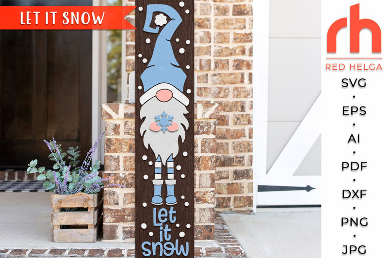 Let It Snow SVG, Christmas Porch Sign Cut File, Xmas Gnome DXF - So Fontsy