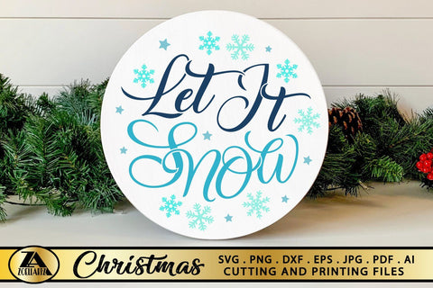 Let It Snow SVG Christmas Round Sign SVG Christmas Cut Files SVG zoellartz 