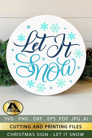 Let It Snow SVG Christmas Round Sign SVG Christmas Cut Files SVG zoellartz 