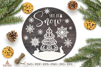 Let it snow svg | Christmas round sign SVG Olga Boat Design 