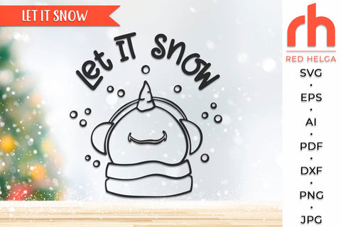 Let It Snow SVG, Christmas Scene Cut File, Xmas Window Decor, Holiday Design Vector, Winter Theme, Snowman Outline SVG RedHelgaArt 
