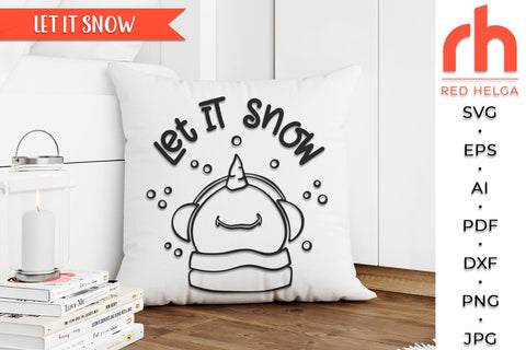 Let It Snow SVG, Christmas Scene Cut File, Xmas Window Decor, Holiday Design Vector, Winter Theme, Snowman Outline SVG RedHelgaArt 