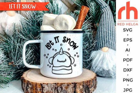 Let It Snow SVG, Christmas Scene Cut File, Xmas Window Decor, Holiday Design Vector, Winter Theme, Snowman Outline SVG RedHelgaArt 