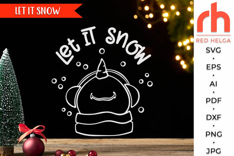 Let It Snow SVG, Christmas Scene Cut File, Xmas Window Decor, Holiday Design Vector, Winter Theme, Snowman Outline SVG RedHelgaArt 
