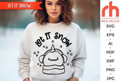 Let It Snow SVG, Christmas Scene Cut File, Xmas Window Decor, Holiday Design Vector, Winter Theme, Snowman Outline SVG RedHelgaArt 