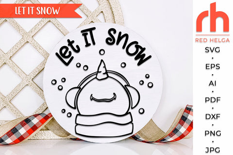 Let It Snow SVG, Christmas Scene Cut File, Xmas Window Decor, Holiday Design Vector, Winter Theme, Snowman Outline SVG RedHelgaArt 