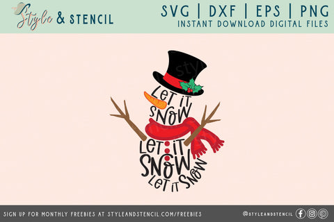 Let It Snow SVG, Snowman SVG, Merry Christmas SVG
