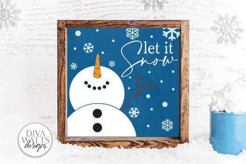 Let It Snow SVG | Christmas / Winter Square Design SVG Diva Watts Designs 