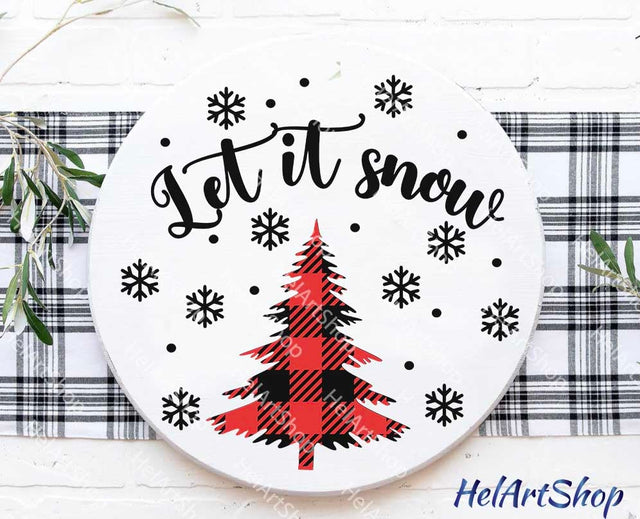 Let It Snow Svg, Round Christmas Sign Svg SVG _HelArtShop_ 