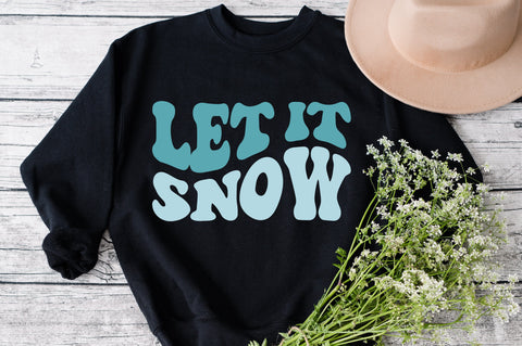 Let it Snow Svg, Snow Svg, Snowflake Svg, wavy style Stacked Svg, Winter Sign Svg, Holiday Season svg, Winter sayings svg, dxf SVG Fauz 