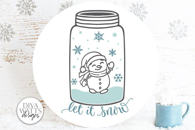Let It Snow SVG | Snowman Jar Winter Design SVG Diva Watts Designs 