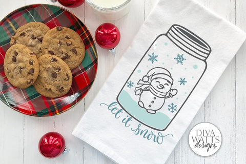 Let It Snow SVG | Snowman Jar Winter Design SVG Diva Watts Designs 