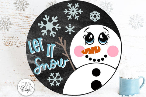 Let It Snow SVG | Snowman Round Design SVG Diva Watts Designs 