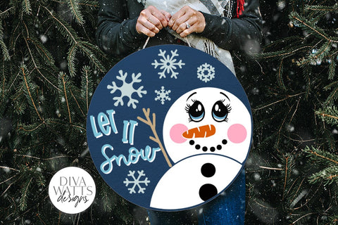 Let It Snow SVG | Snowman Round Design SVG Diva Watts Designs 