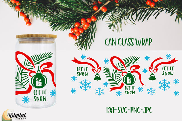 Let it snow SVG Wrap Design. Christmas Can Glass Quotes. SVG Evgenyia Guschina 