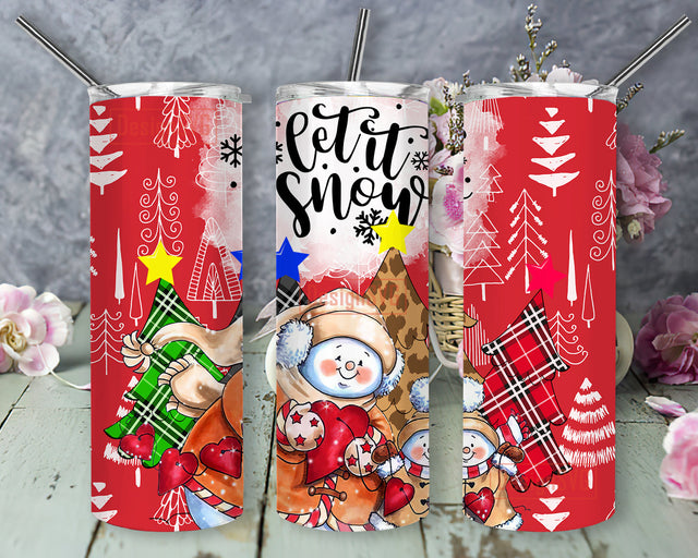Let It Snow Tumbler Png, Christmas Snowman 20oz Skinny Tumbler, Christmas Tree Buffalo Plaid Png, Winter Tumbler Wrap, Holiday Sublimation Design, Instant Download Sublimation DesignSVG 