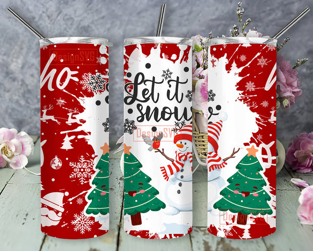 Let It Snow Tumbler Png, Merry Christmas 20oz Skinny Tumbler, Cute Snowman Christmas Tree Tumbler Design, Snowflake Design Png, Christmas Sublimation Design, Digital Download Sublimation DesignSVG 