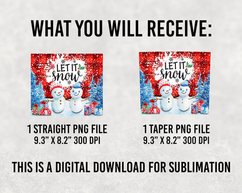 Let It Snow Tumbler Png Sublimation Design, 20oz Skinny Tumbler Png, Merry Christmas Png, Let It Snow Png, Christmas Tumbler Png, Download Sublimation BOO-design 