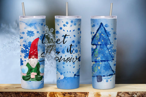 Let it Snow Tumbler sublimation design, Snow Tumbler Wrap Sublimation Natasha Prando 