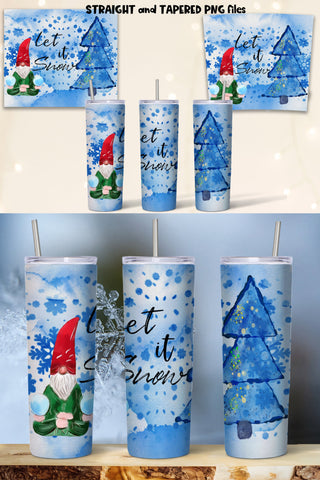 Let it Snow Tumbler sublimation design, Snow Tumbler Wrap Sublimation Natasha Prando 