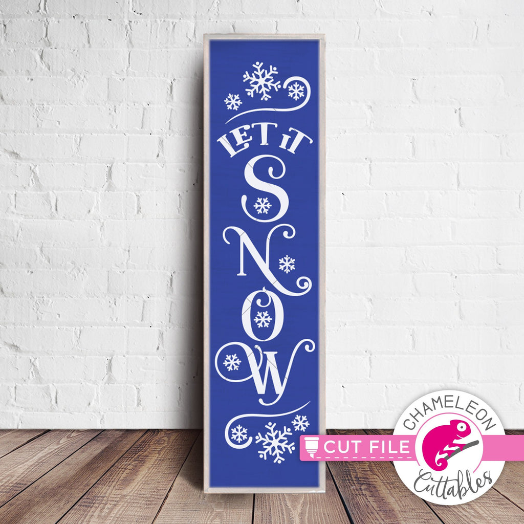Let it snow - vertical Christmas SVG for long door sign - So Fontsy