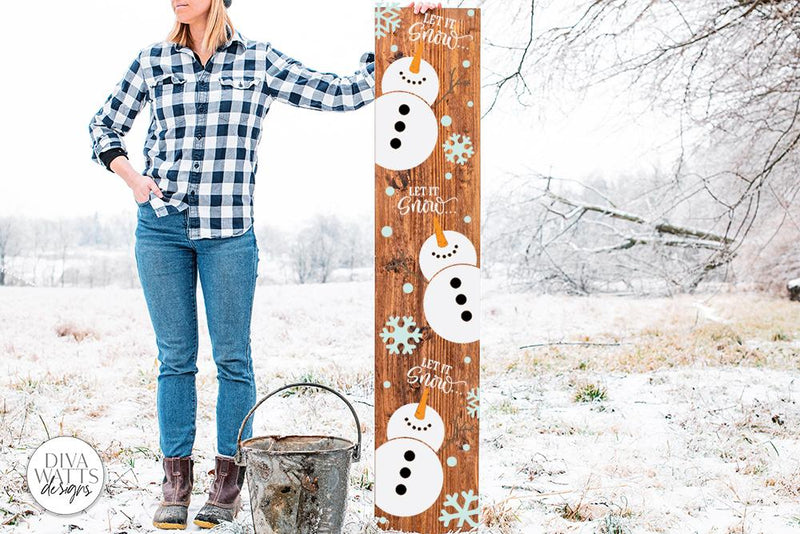 Let It Snow Vertical SVG | Snowman Christmas Design - So Fontsy