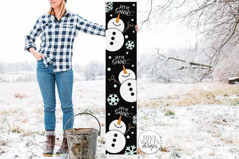Let It Snow Vertical SVG | Snowman Christmas Design SVG Diva Watts Designs 